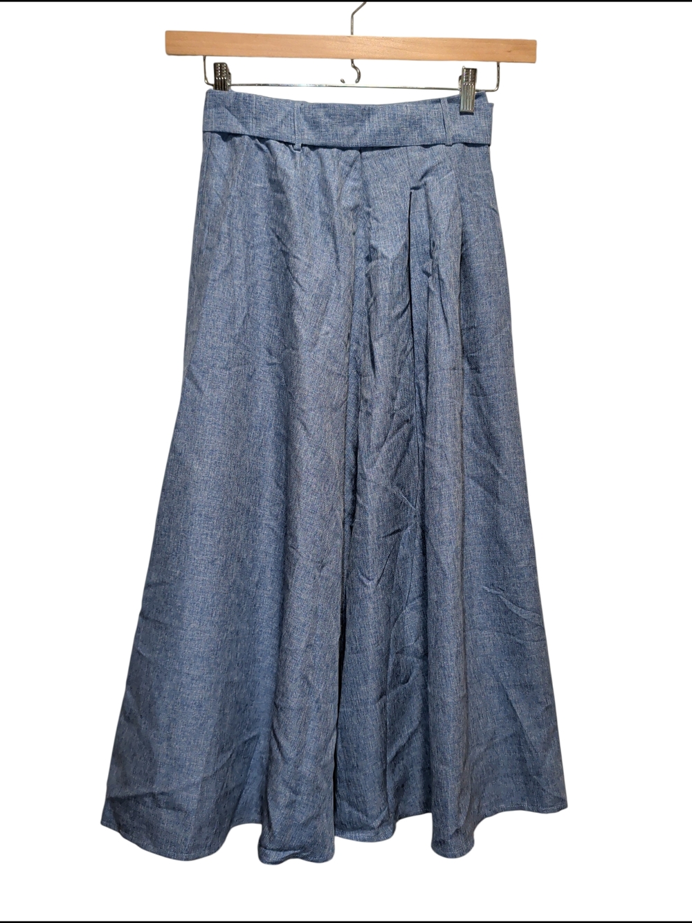 Blue Chambray Lightweight Denim A-Line Maxi Skirt (#D1002)